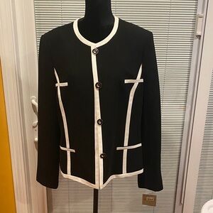 Kasper Black Blazer with White Trim